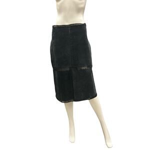 NWT VTG Idi By Mathew Skirt Women’s Size M Leather Rayon Blend Patchwork Black